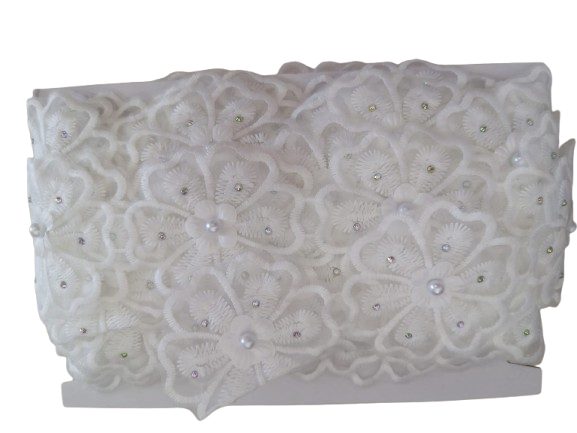 Greca Bordado Flor 6.5cm Blanco