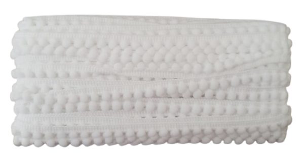 Tira De Pompones Color Blanco — MKS Mercería