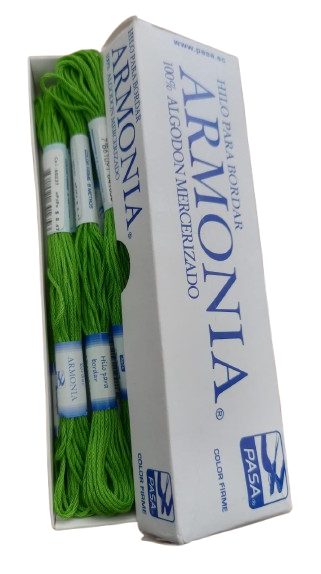 Hilo Pasa Para Bordar Madeja Color Verde Limon — MKS Mercería
