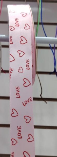 Cinta Decorativa Rosa ¨Love¨ Con Corazones 2.5mm X Metro — MKS Mercería